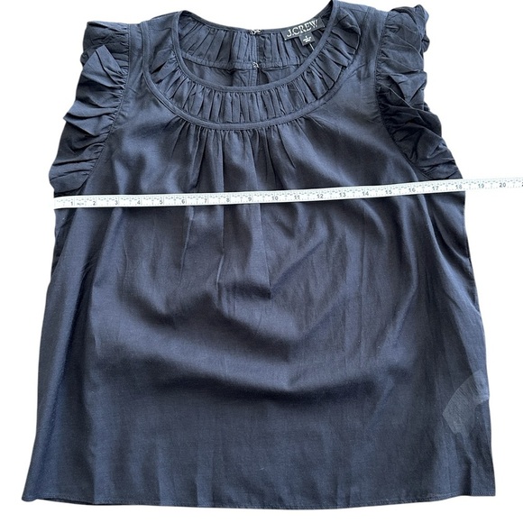 NEW J. CREW Gathered ruffle-sleeve top in cotton-blend voile Black Size Small - Picture 8 of 9